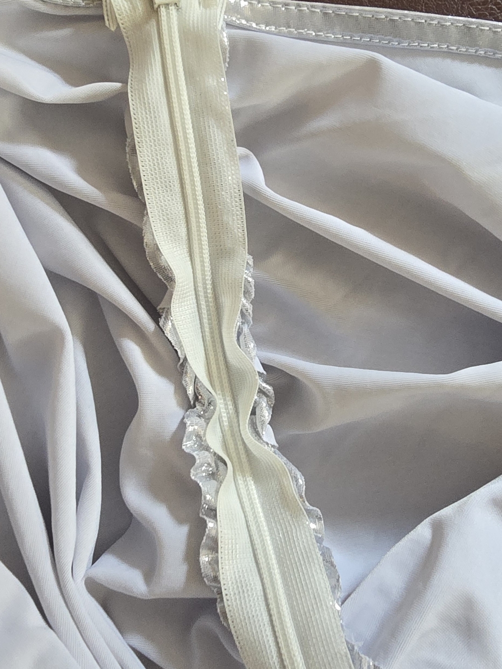One-Shoulder Metallic Silver Ruched Dress - Picture 6 of 8